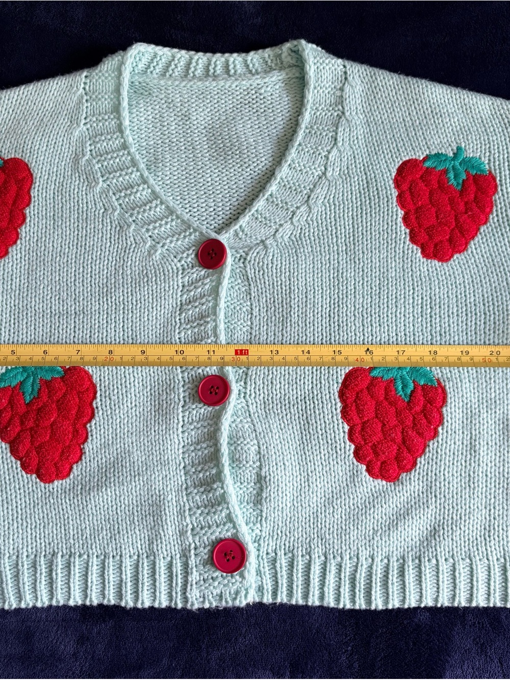 Knitted Cropped Raspberry Cardigan - Picture 2 of 4